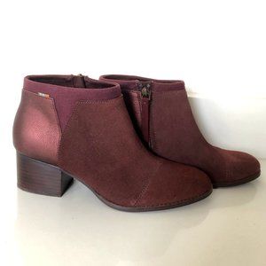 TOMS Loren Leather Block Heel Bootie. Size 7.5